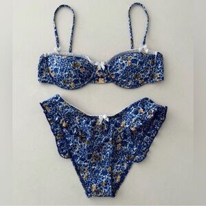 Strawberry milk mob Blue and Yellow Bikini Set